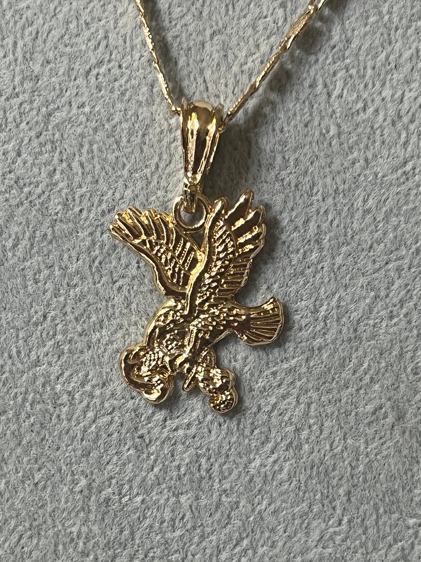 14K Gold Plated Eagle with Snake Necklace Pendant Chain Collar Aguila Pendant Necklace Chain, Mexico, Handmade (#1)