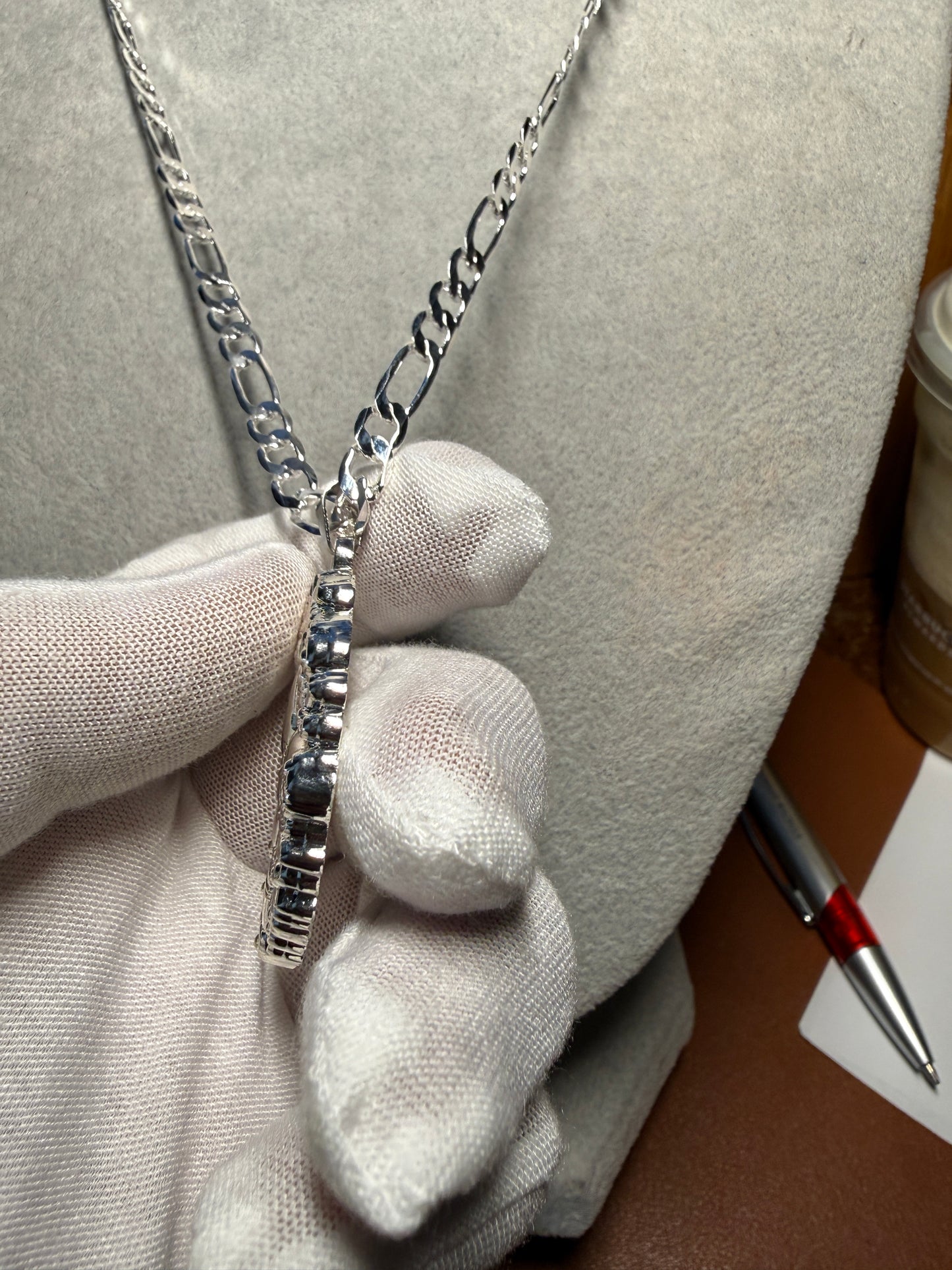 Coyolxauhqui Necklace, Silver Tone, Aztec Moon Goddess, 21.5" Metal Alloy #H