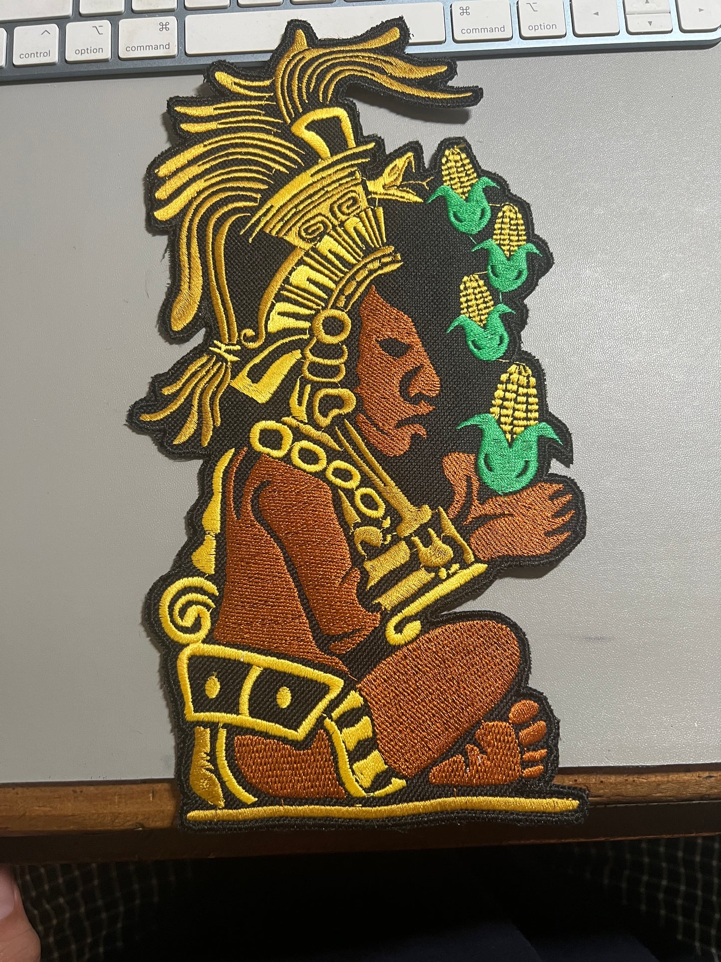 Large Hun Hunahpu, The Mayan Maize God Back Patch, Corn, Harvest, Mexican, Iron-on Patches, Embroidered, From Mexico (#27)