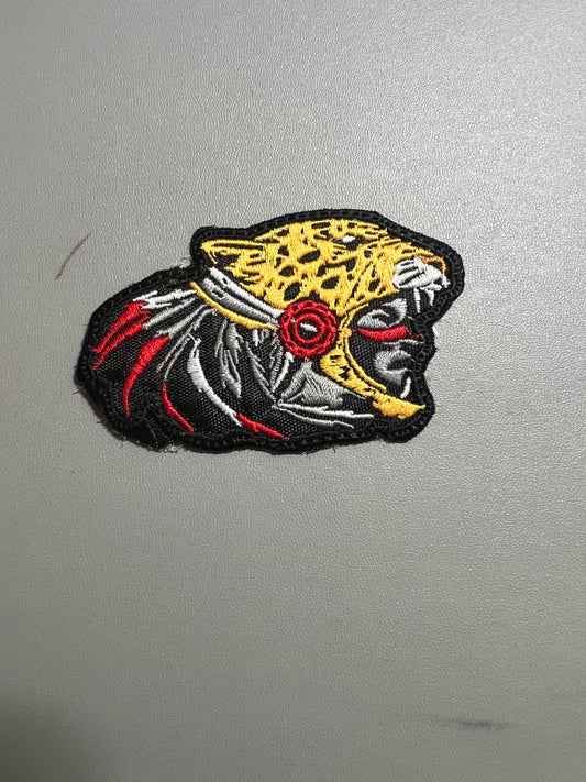 Aztec or Mayan Jaguar Warrior Patch, Small, 3.5", iron on patches, Mexica, Mexican, Mexico, embroidered (#23)