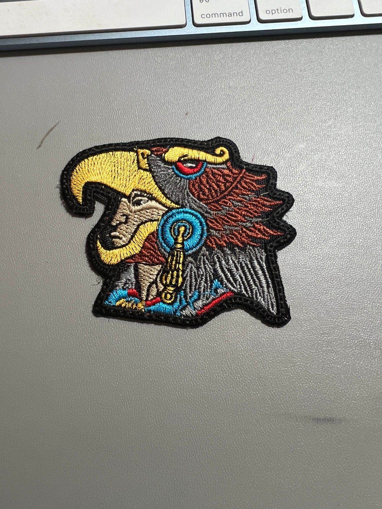 Aztec or Mayan Eagle Warrior Patch, Small, 3", iron on patches, Mexica, Mexican, Mexico, embroidered (#23)