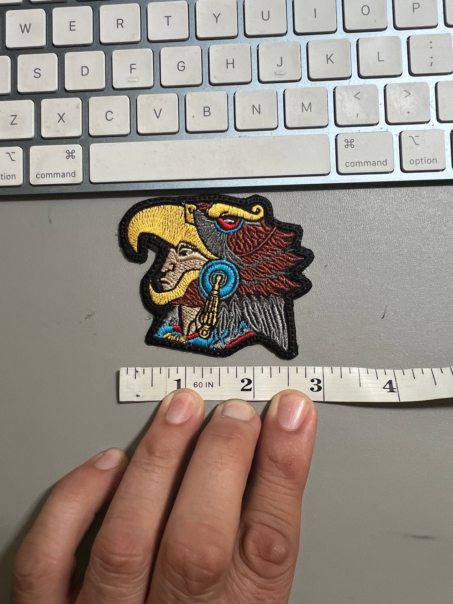 Aztec or Mayan Eagle Warrior Patch, Small, 3", iron on patches, Mexica, Mexican, Mexico, embroidered (#23)