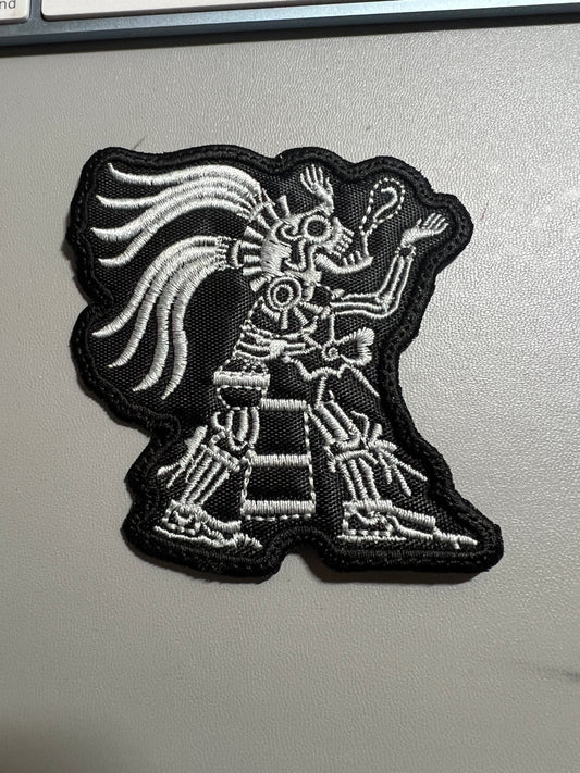 Mictlantecuitli Patches, Skull, Death, Aztec patch, 3" tall, Black White, Mexica, Ancient Mexican Pagan Gods (#23)