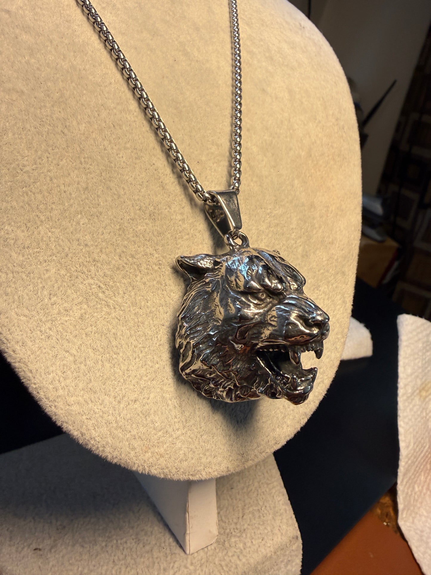 Wolf Lobo Pendant Necklaces 316L Stainless Steel, Aztec, Mayan, Native American (#12)