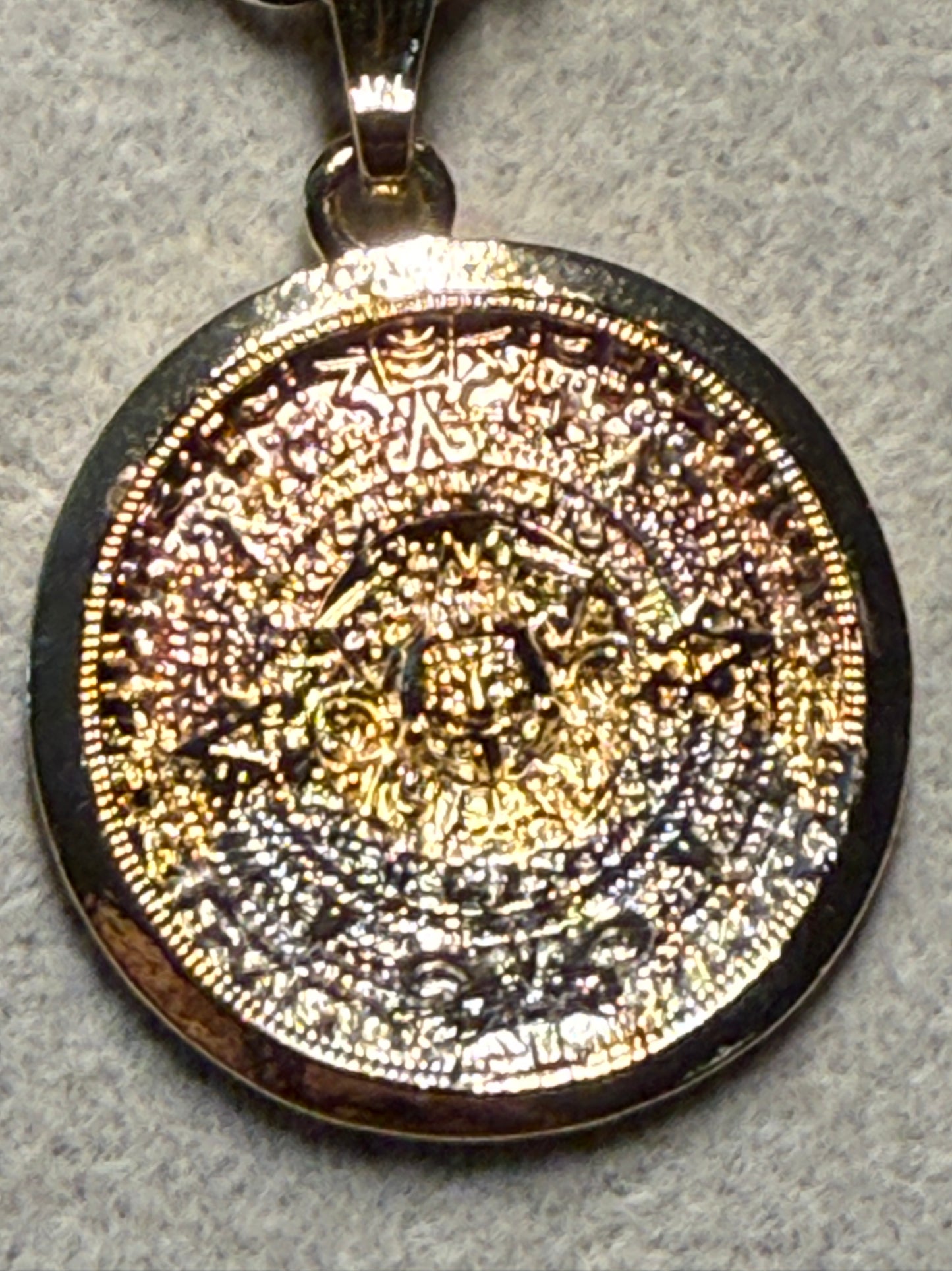 Aztec Calendar Charm Pendant Necklace Gold Plated, Tri Color, Calendario Azteca Jewelry #5 (Copy)