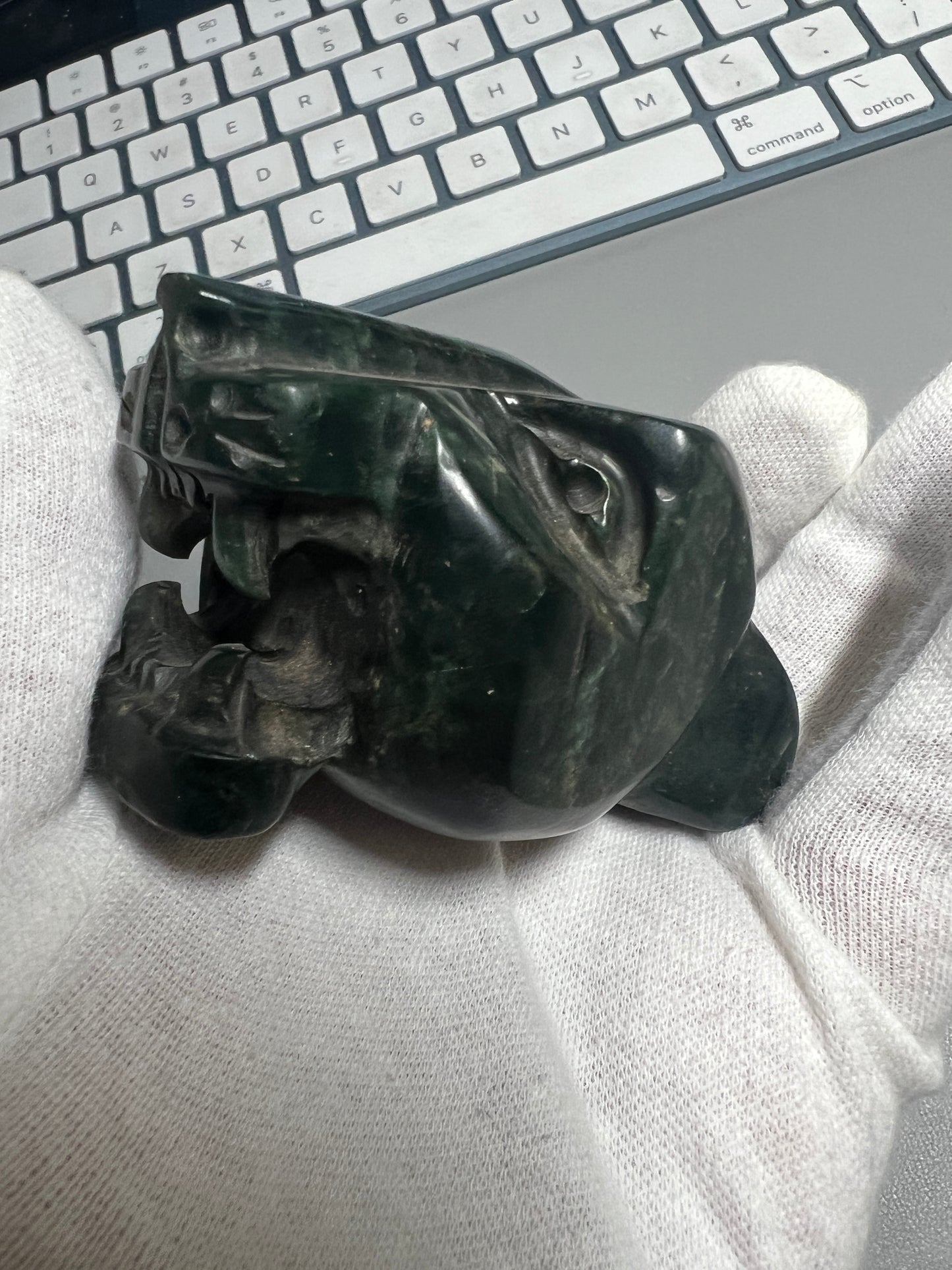 Jade Jaguar Paper Weight, Made Mexico, Heavy Jade Statue, Figure, Figurine, Rare, Aztec, Mayan, Mexica, Mexican Warrior