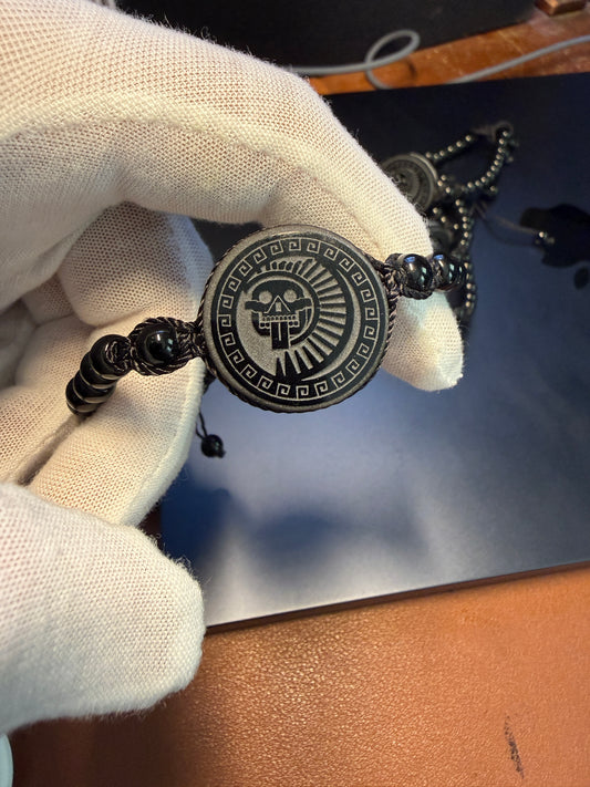 Greka Piedra de Muerte, Stone of Death, Mexican, Obsidian Pendant, Bracelet, Mex #20