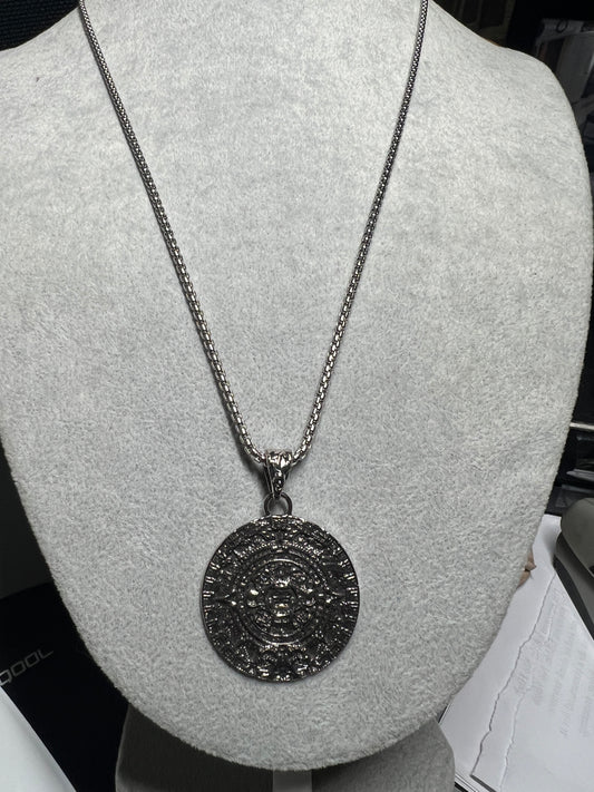 Aztec Calendar Pendant, Alloy, Necklace, Mexcia, Tonatiuh, Calendario Mexicano, ancient replica jewelry (#2)