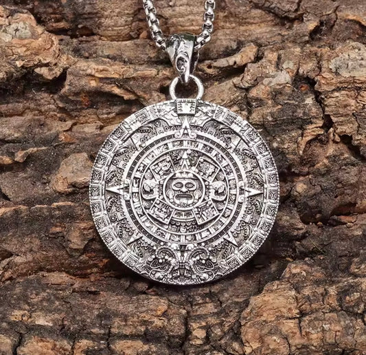 Aztec Calendar Pendant, Alloy, Necklace, Mexcia, Tonatiuh, Calendario Mexicano, ancient replica jewelry (#2)