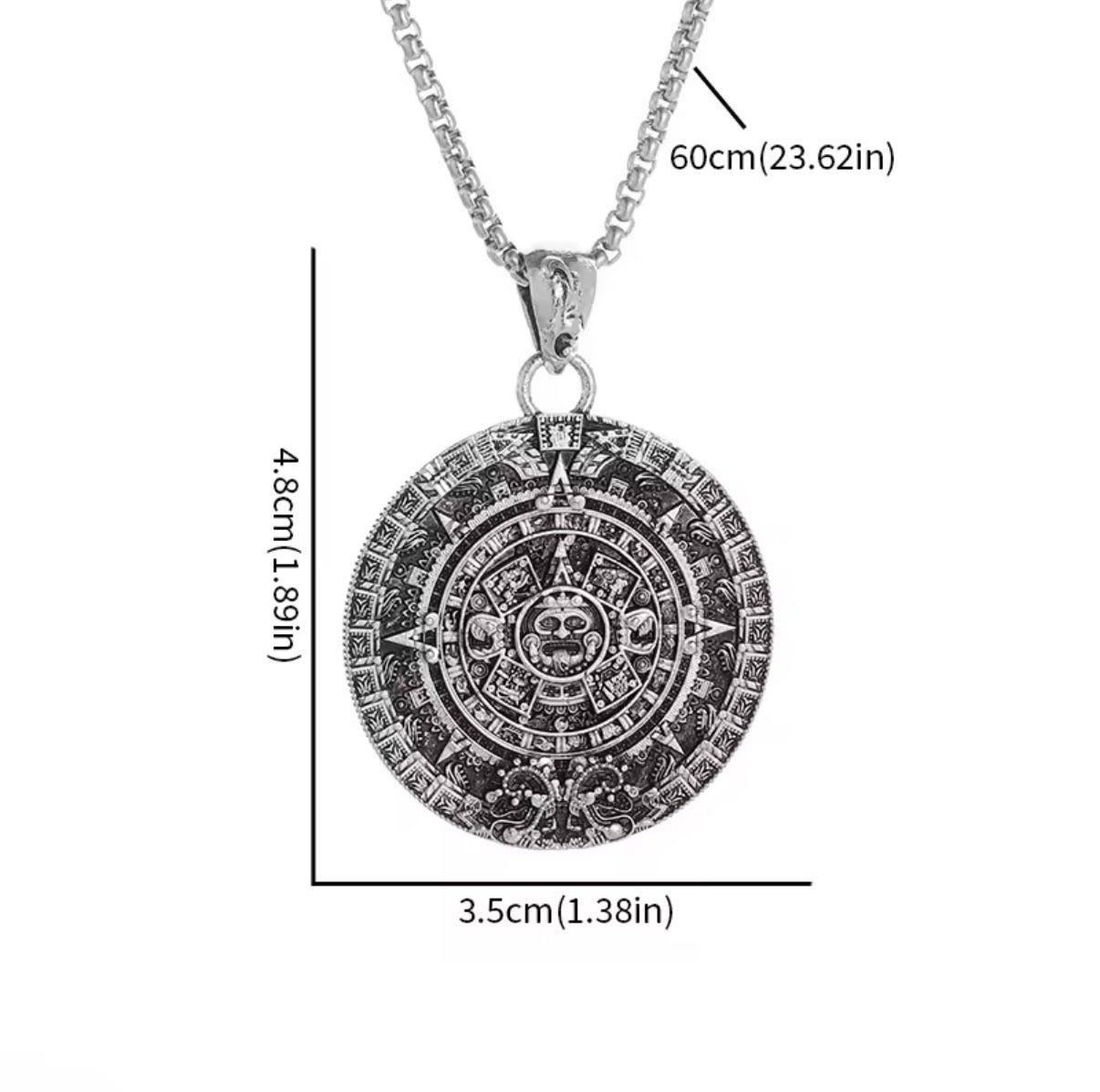 Aztec Calendar Pendant, Alloy, Necklace, Mexcia, Tonatiuh, Calendario Mexicano, ancient replica jewelry (#2)