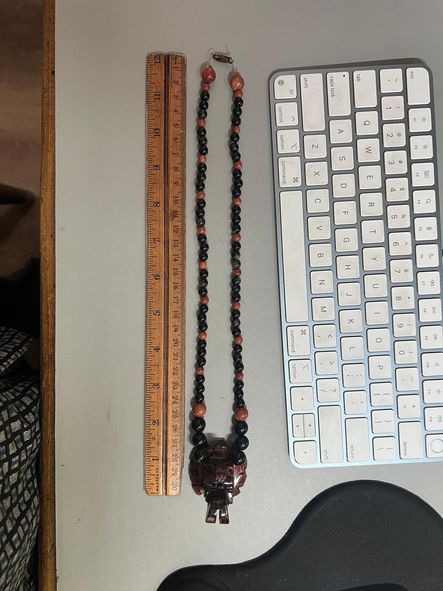 Mahogany Obsidian Beaded Quetzalcoatl Feathered Serpent Necklace, Kukulkan Mayan Plumed Serpent Necklace 23" Maya, Aztec, Mexica, Plumed Serpent, Dragon #16