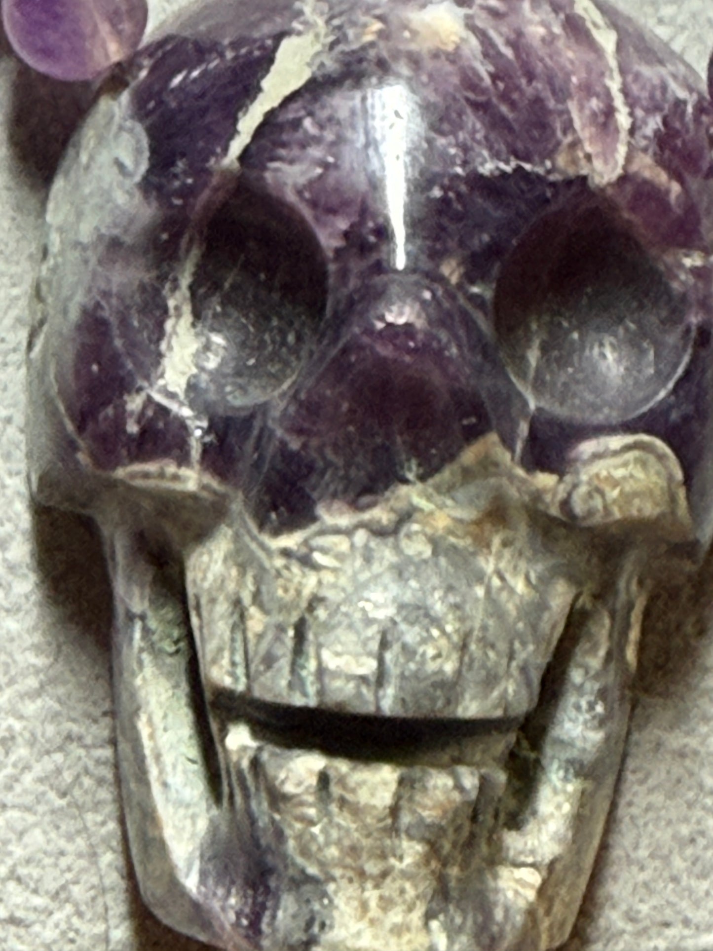Mexican Amethyst Crystal Skull Necklace, Aztec, Mayan, Mictlantecuhtli 18" (#H)