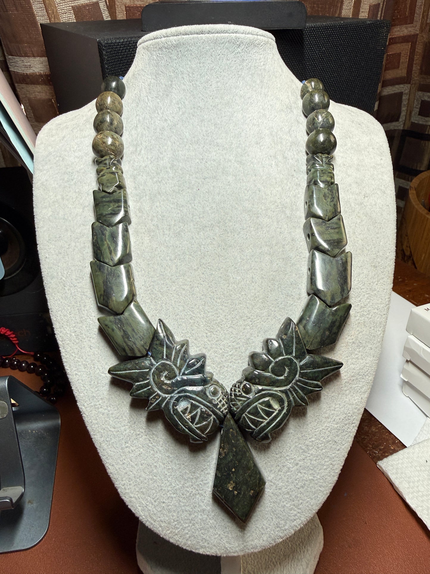 Serpentine Quetzalcoatl Necklace, Kukulkan Necklace, double headed serpent, Maya, Aztec, Mexica, Mexico, Plumed Serpent, Feathered Dragon #H