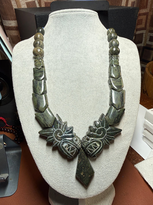 Serpentine Quetzalcoatl Necklace, Kukulkan Necklace, double headed serpent, Maya, Aztec, Mexica, Mexico, Plumed Serpent, Feathered Dragon #H