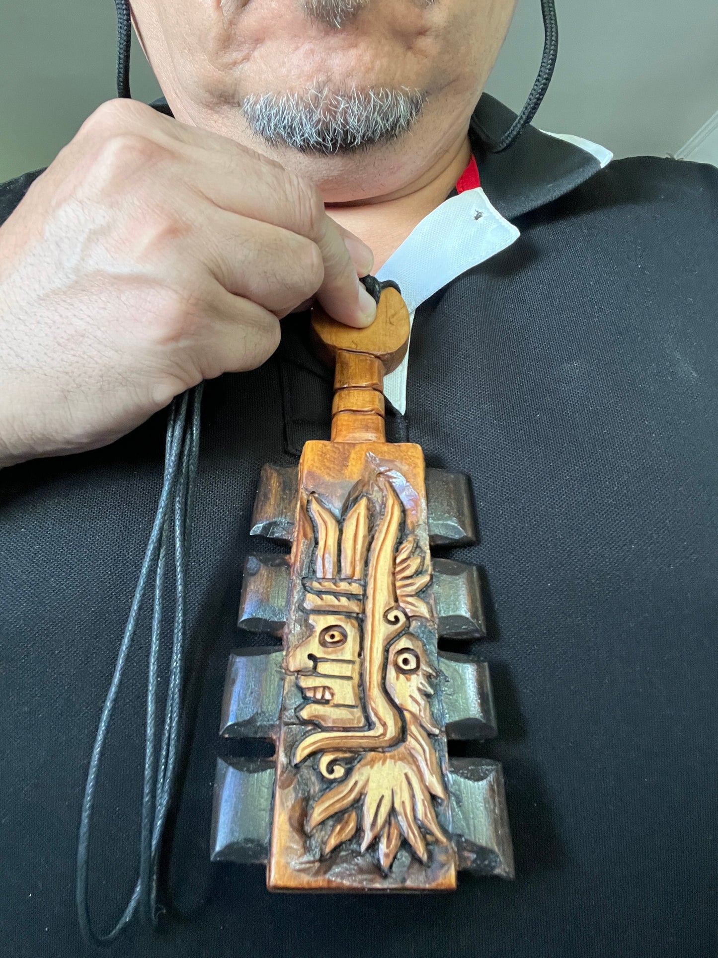 Mini Macuahuitl Azteca or Maya Necklace, Mayan Warrior, Kukulkan, Aztec Warrior, Carved, Wood Blades, Hangable Art handmade 8in.