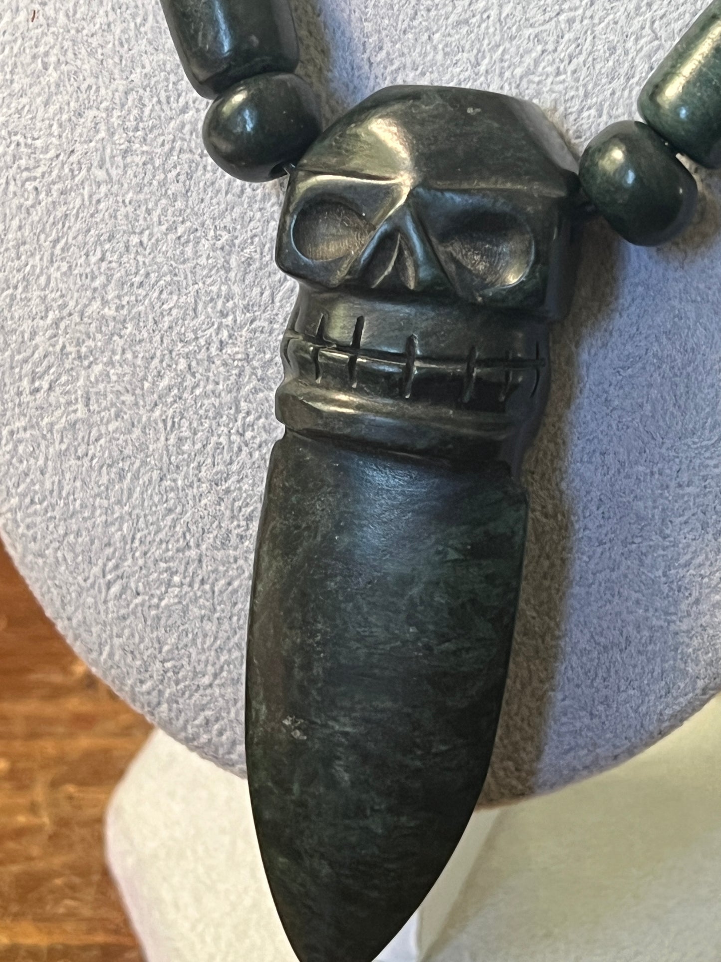 Mictlantecuitli Jade Necklace from Mexica Indigenous Indians, Mexico, Mexican, Aztec, Azteca, Skull, Dagger, Sacrifice, Altar, rare (#18)