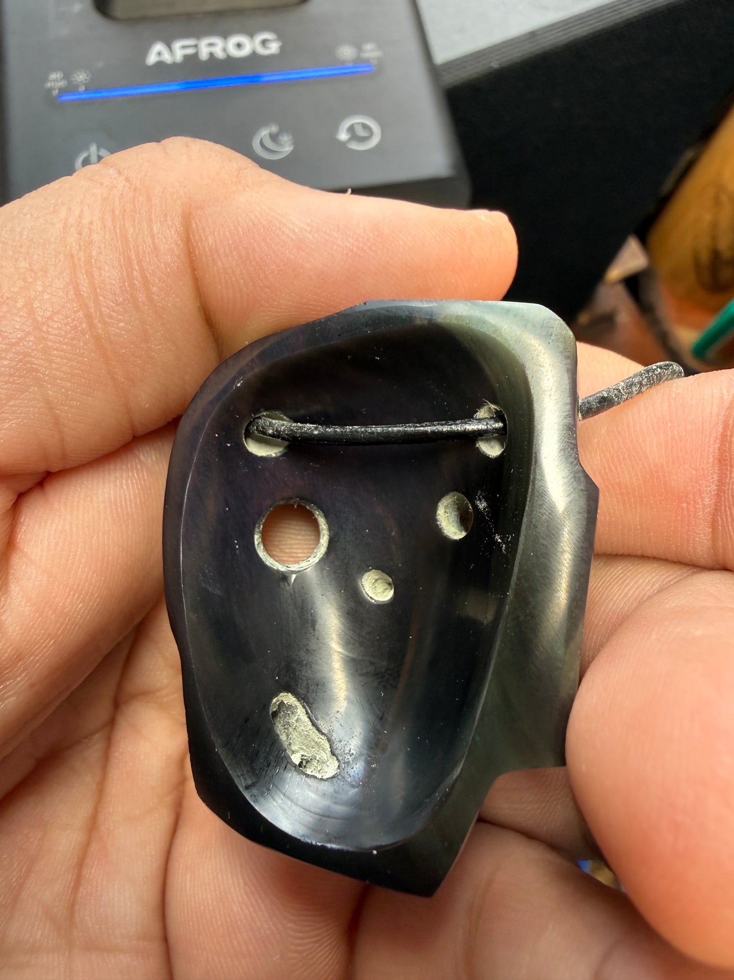 Black Aztec Duality Life & Death Mask Obsidian Necklace, Ancient Mexico #20