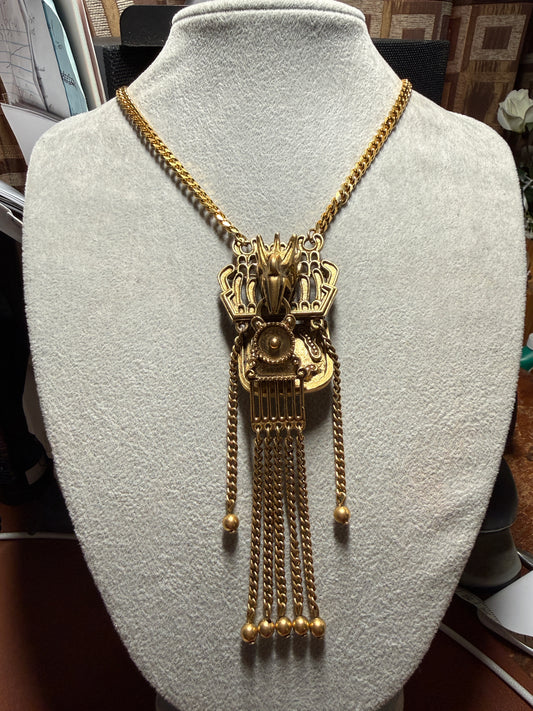 Rare Cuahutemoc Aztec Descending Eagle Necklace by Trigere, circa 1950s (#H)