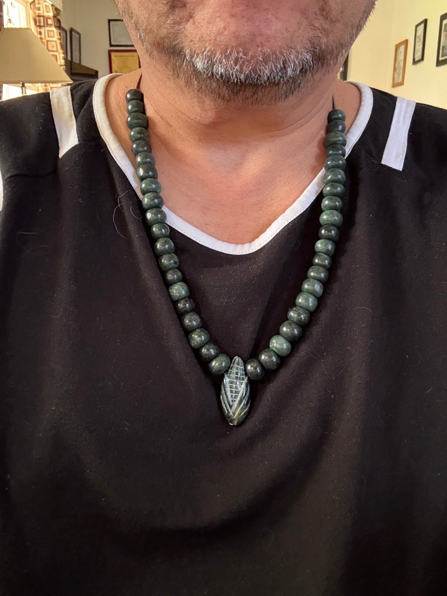 Mayan Corn Pendant Necklace Serpentine Stone, Guatemalan Marble, Handmade, #20