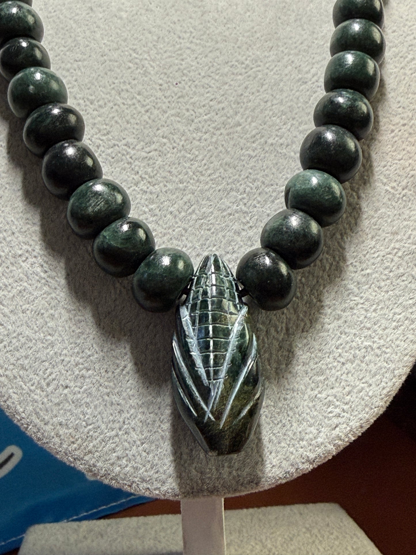 Mayan Corn Pendant Necklace Serpentine Stone, Guatemalan Marble, Handmade, #20