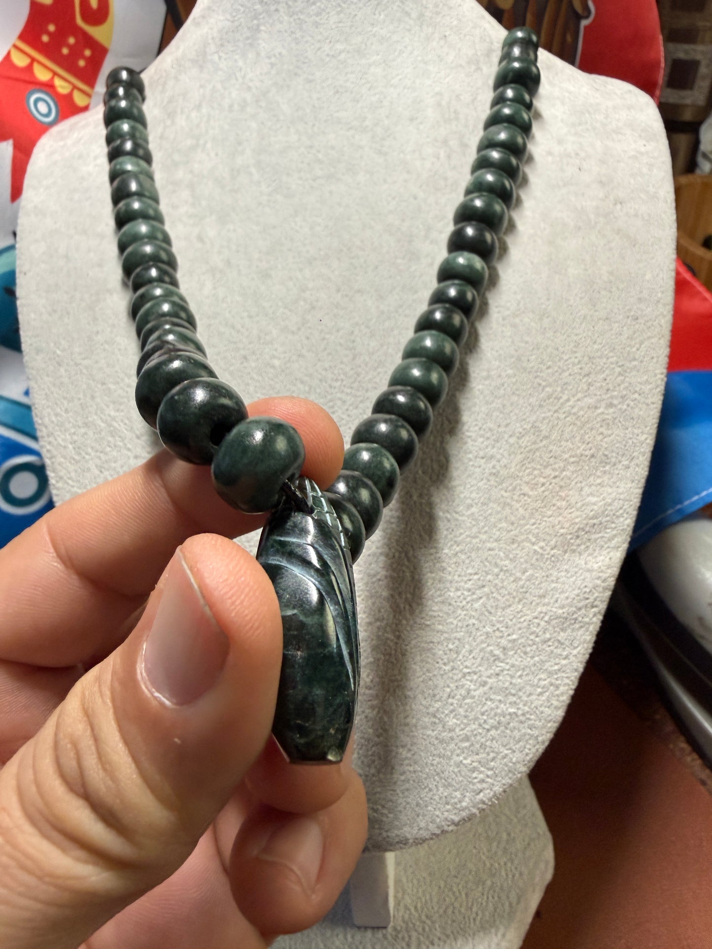 Mayan Corn Pendant Necklace Serpentine Stone, Guatemalan Marble, Handmade, #20