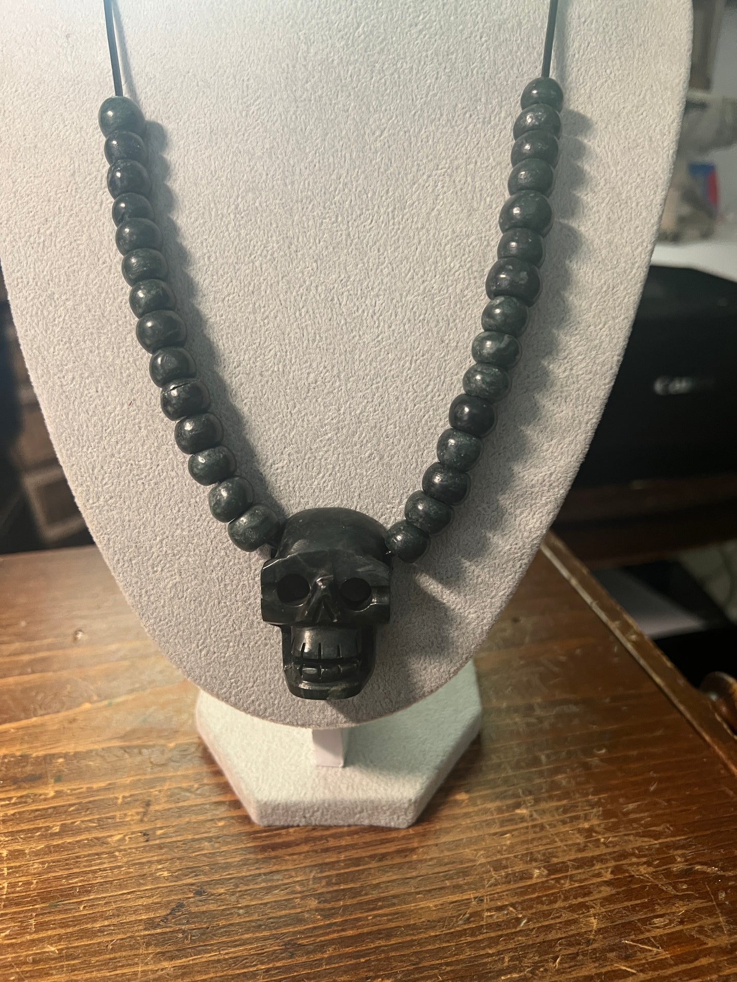 Mictlantecuitli Skull Jade Necklace from Mexica Indigenous Indians, Mexico, Mexican, Aztec, Azteca, Death (#17)