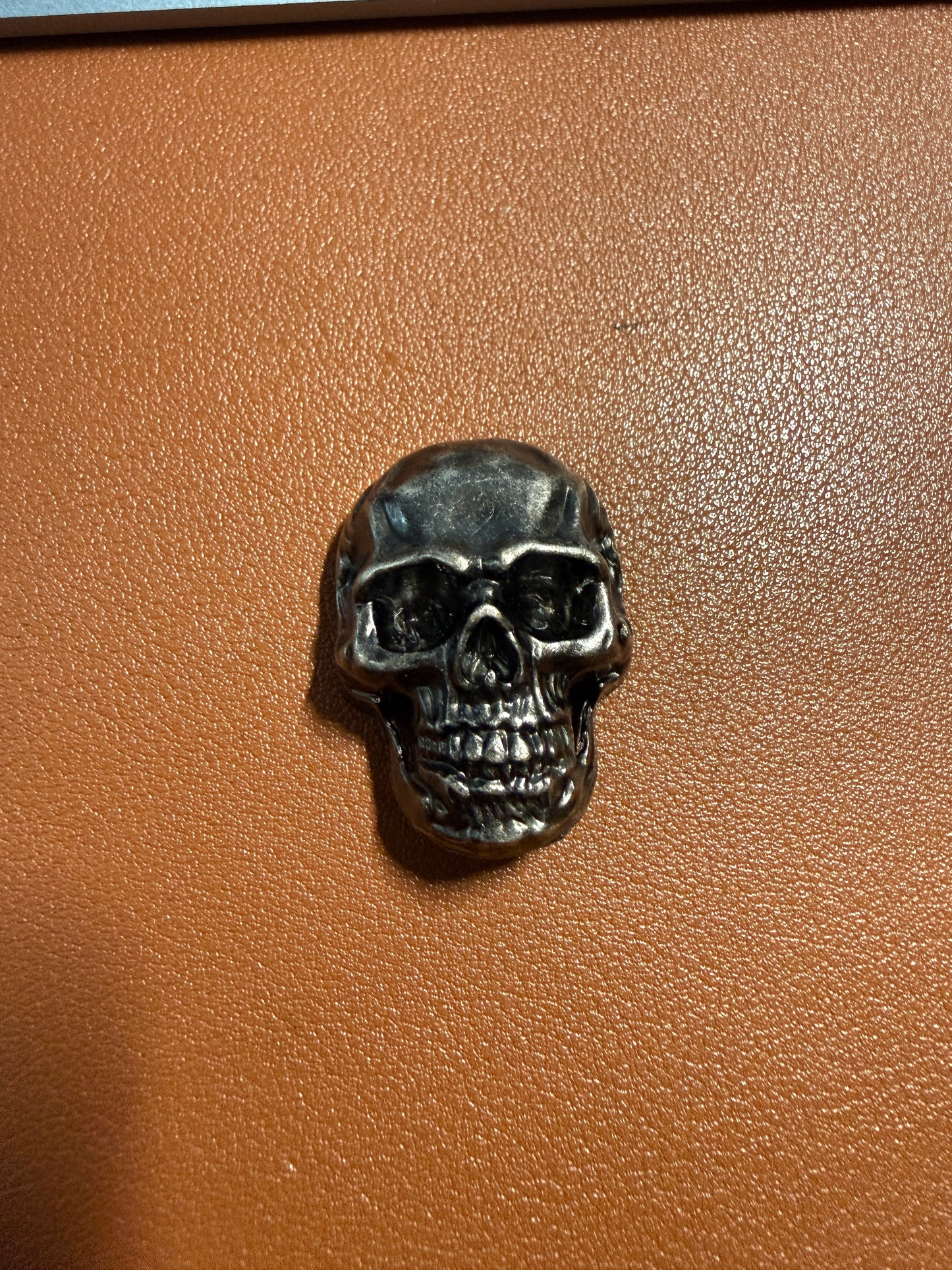 Large Metal Alloy Black Gunmetal Skull Head Screw Back Rivet, Biker Pin #12