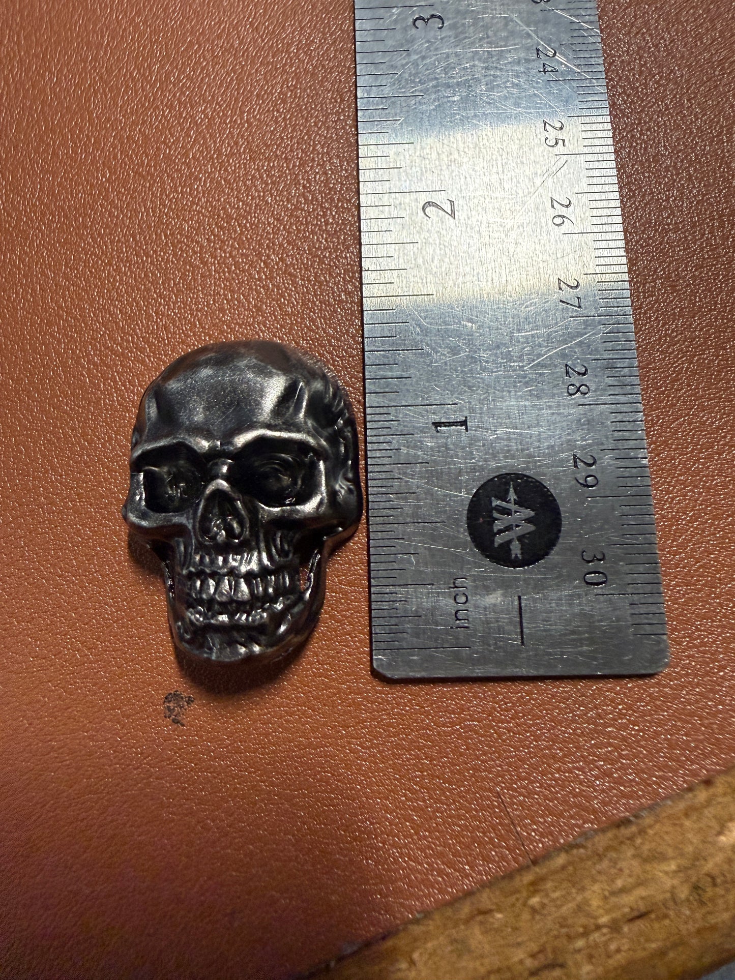 Large Metal Alloy Black Gunmetal Skull Head Screw Back Rivet, Biker Pin #12