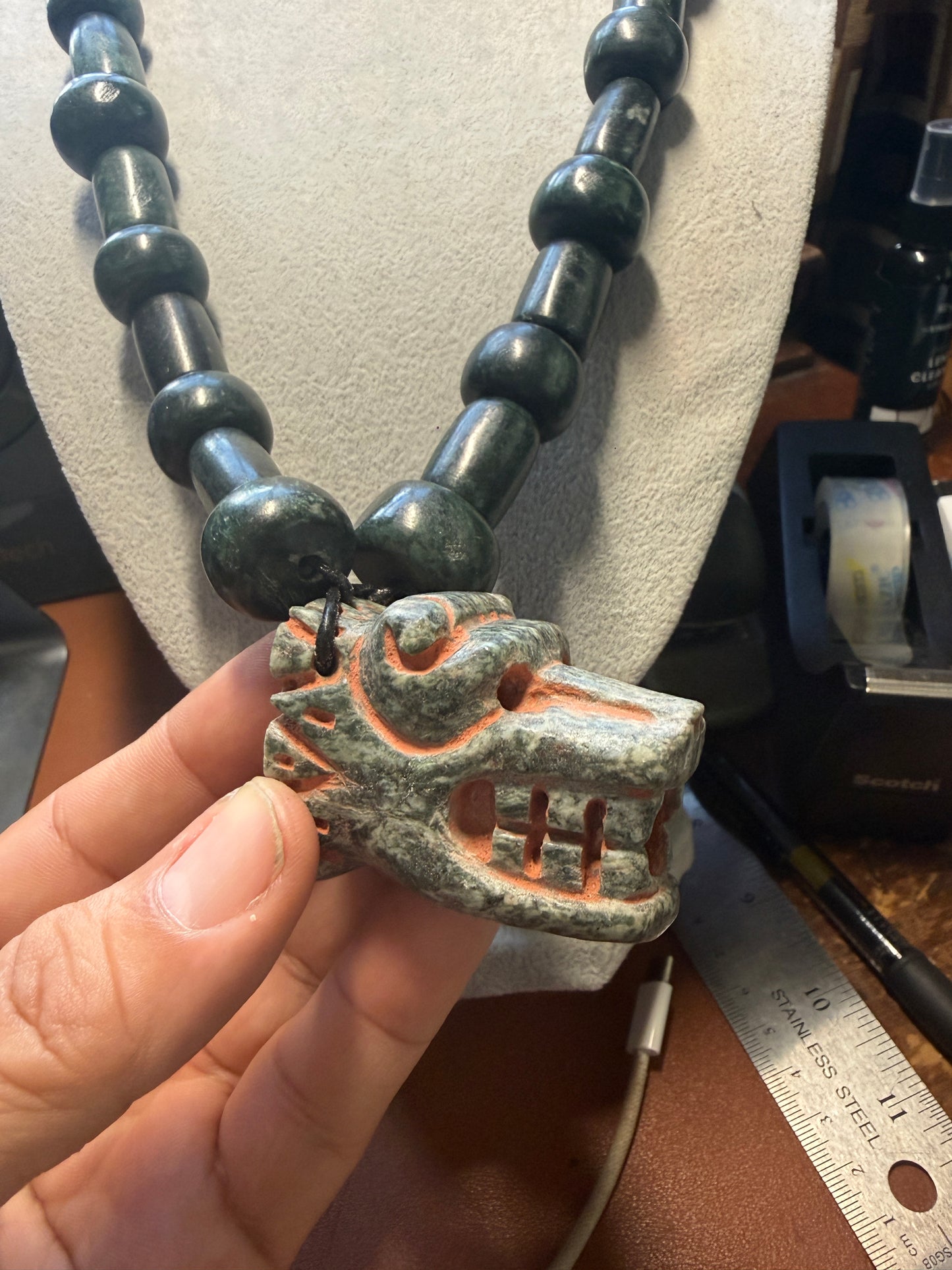 Serpentine Quetzalcoatl Feathered Serpent Necklace, Kukulkan Mayan Plumed Serpent Necklace Maya, Aztec, Mexica, Plumed Serpent, Dragon #41