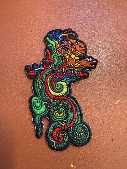 Kukulkan Personified, Mayan God, Iron-On Patch, 4", patches, Mexico, Cancun (#25)