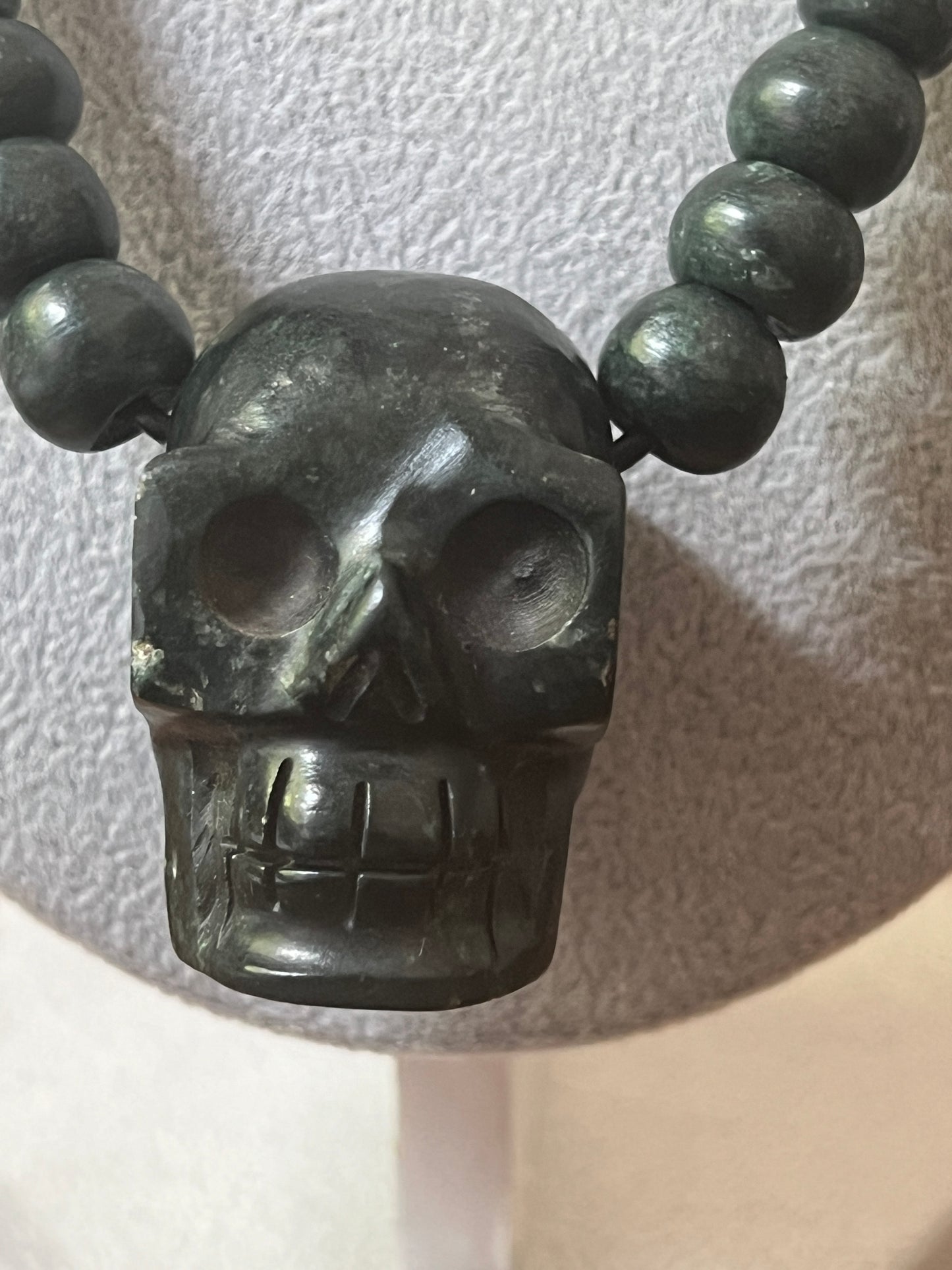 Mictlantecuitli Full Skull Jade Necklace from Mexica Indigenous Indians, Mexico, Mexican, Aztec, Azteca, Death (#118)