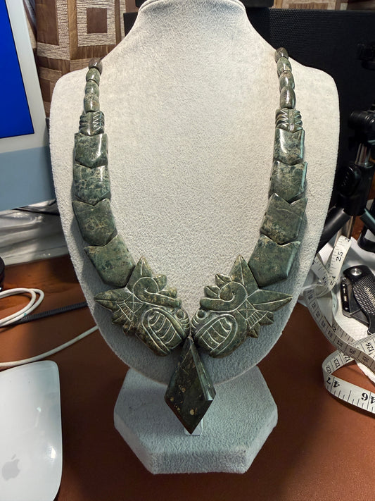 Serpentine Quetzalcoatl Necklace, Kukulkan Necklace, double headed serpent, Maya, Aztec, Mexica, Mexico, Plumed Serpent, Feathered Dragon #H