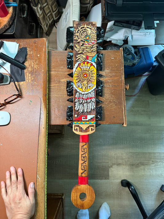 Large Aztec Macuahuitl Cuauhtemoc Descending Eagle, Sword Club 31.5"