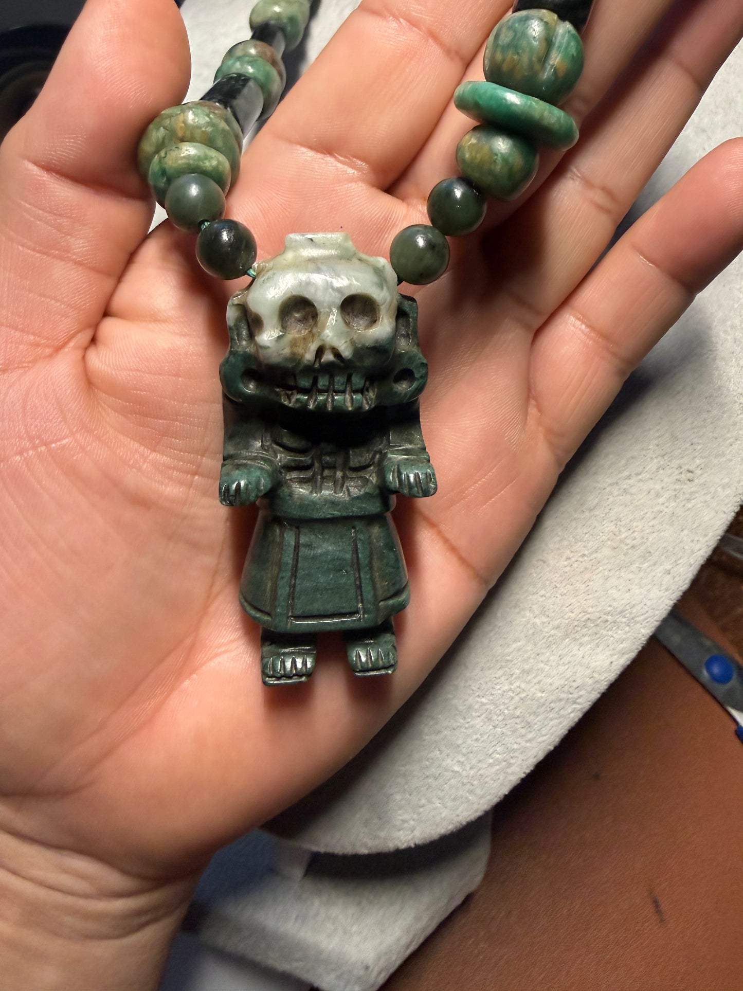 Mictlantecuhtli's wife Mictlancihuatl Necklace, Aztec, Mayan, Handmade Mexico #37