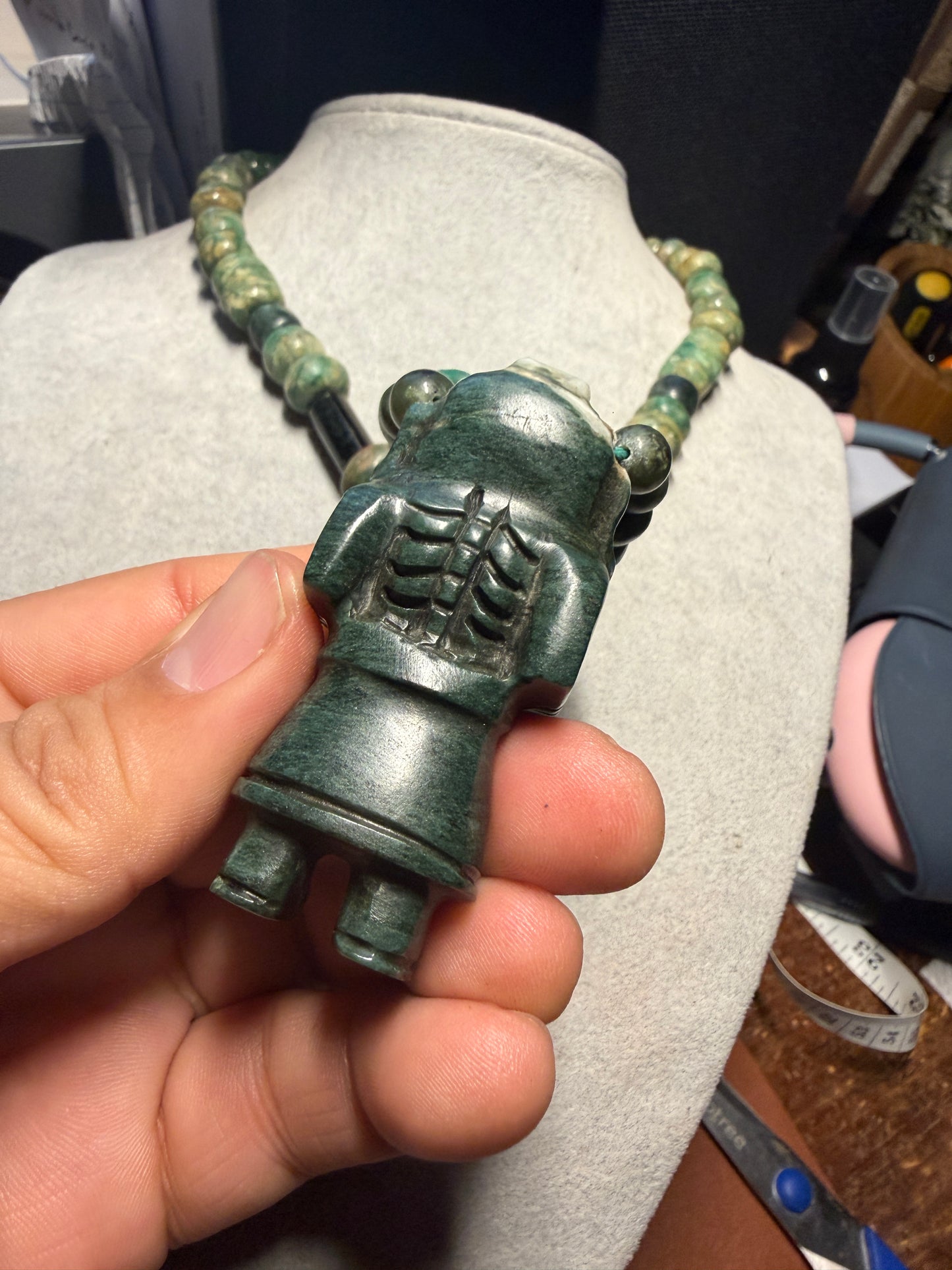 Mictlantecuhtli's wife Mictlancihuatl Necklace, Aztec, Mayan, Handmade Mexico #37