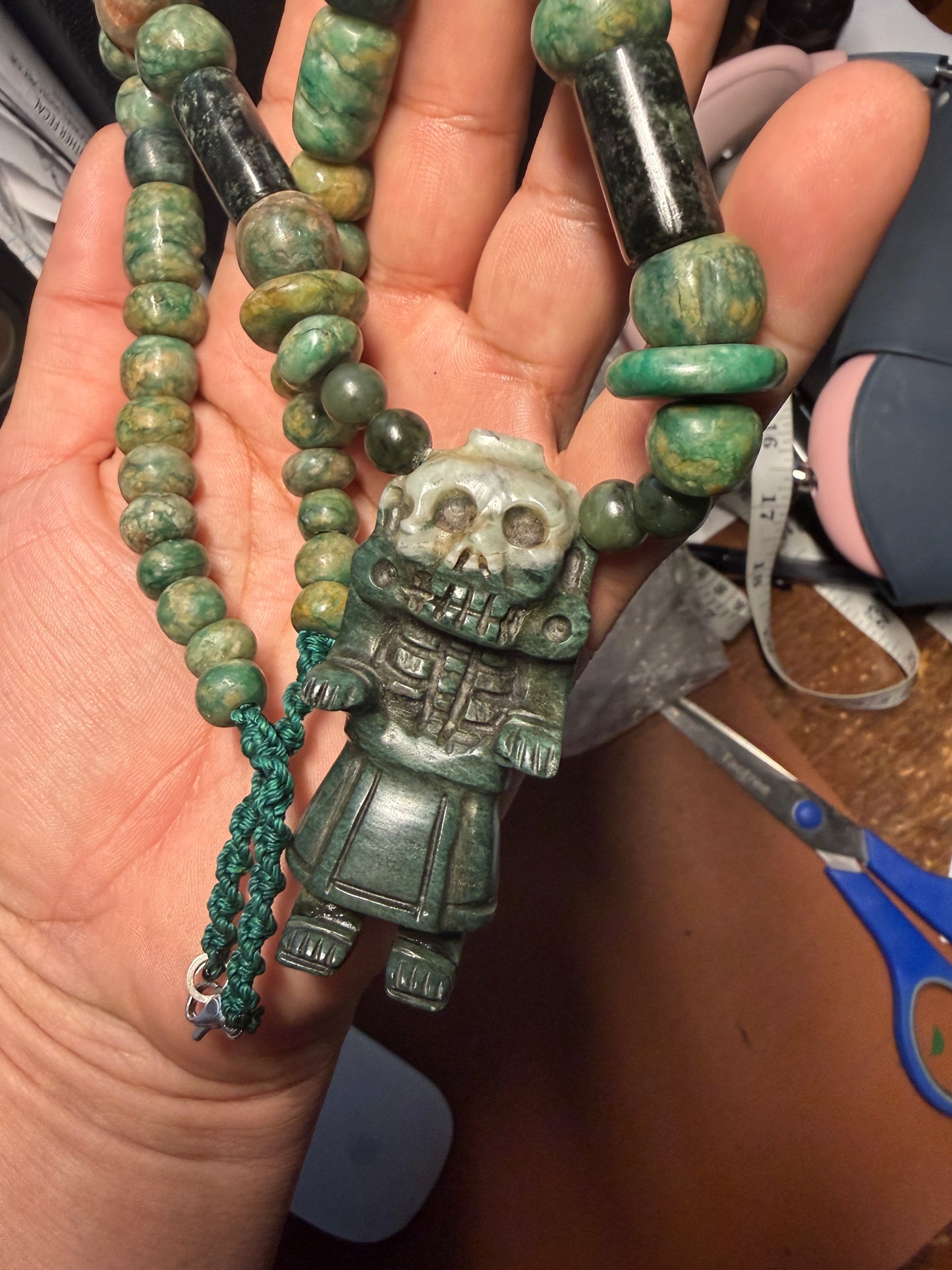 Mictlantecuhtli's wife Mictlancihuatl Necklace, Aztec, Mayan, Handmade Mexico #37