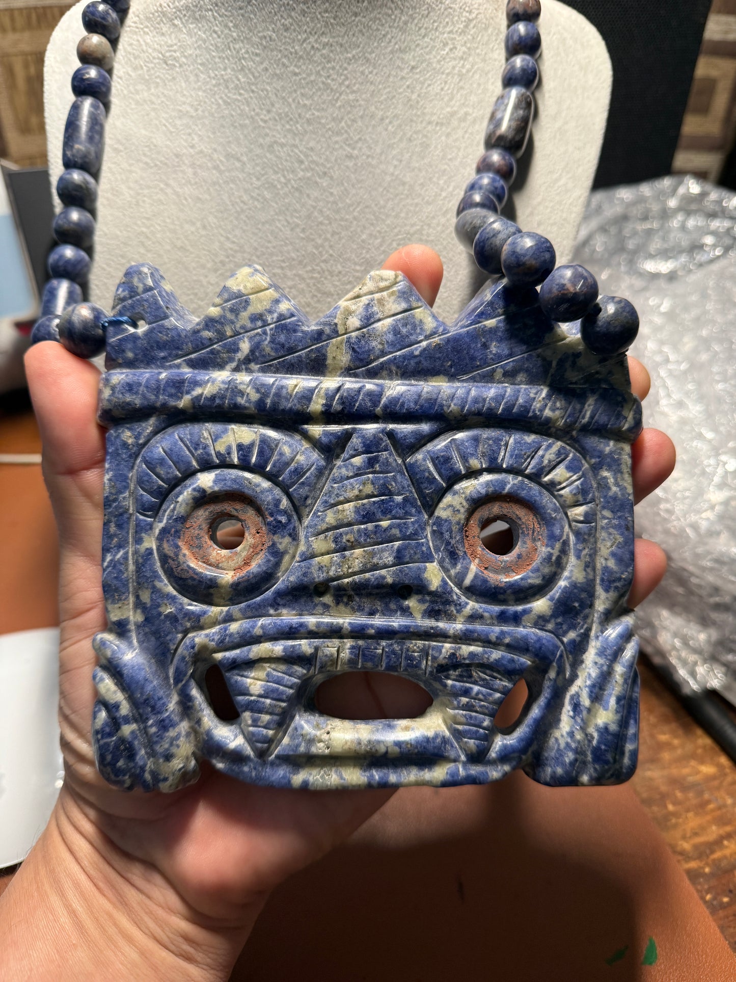 Massive Tlaloc Necklace, Aztec, Mexica, Mexico, Handmade, Beaded, Mexican (#41)