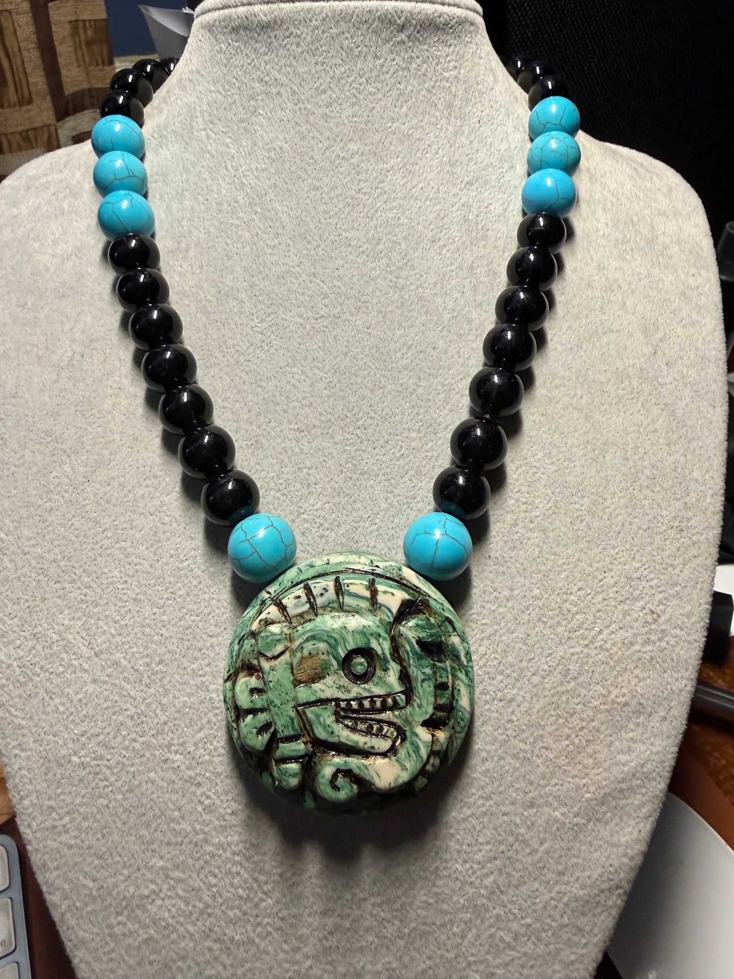 Aztec Miquiztli Necklace, Death, Mictlantecuhtli, Skull, Mexican, Mexico (#H)