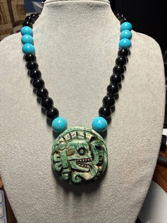 Aztec Miquiztli Necklace, Death, Mictlantecuhtli, Skull, Mexican, Mexico (#H)