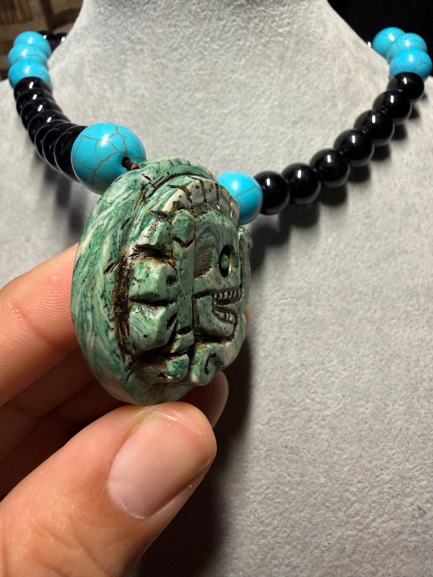 Aztec Miquiztli Necklace, Death, Mictlantecuhtli, Skull, Mexican, Mexico (#H)