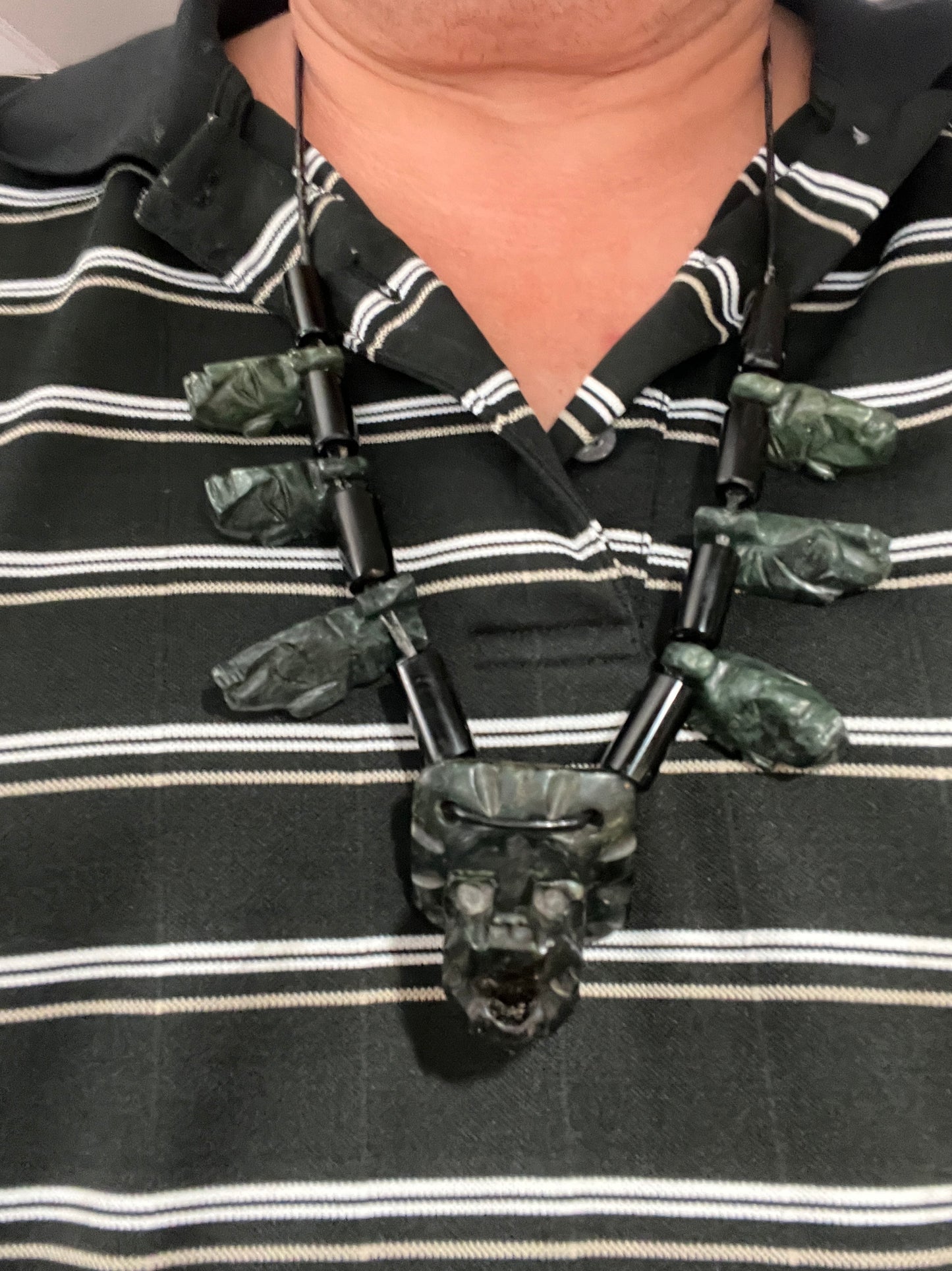 Jade Quetzalcoatl Feathered Serpent Necklace, Kukulkan 5 Mayan Face, Obsidian, Plumed Serpent Necklace Maya, Aztec, Mexica, Plumed Serpent, Dragon #13