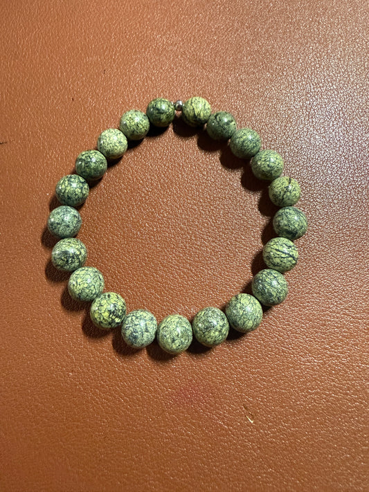 Serpent Stone Beaded Bracelet Women Handmade Natural Stone Mexican Aztec 7" (#20)