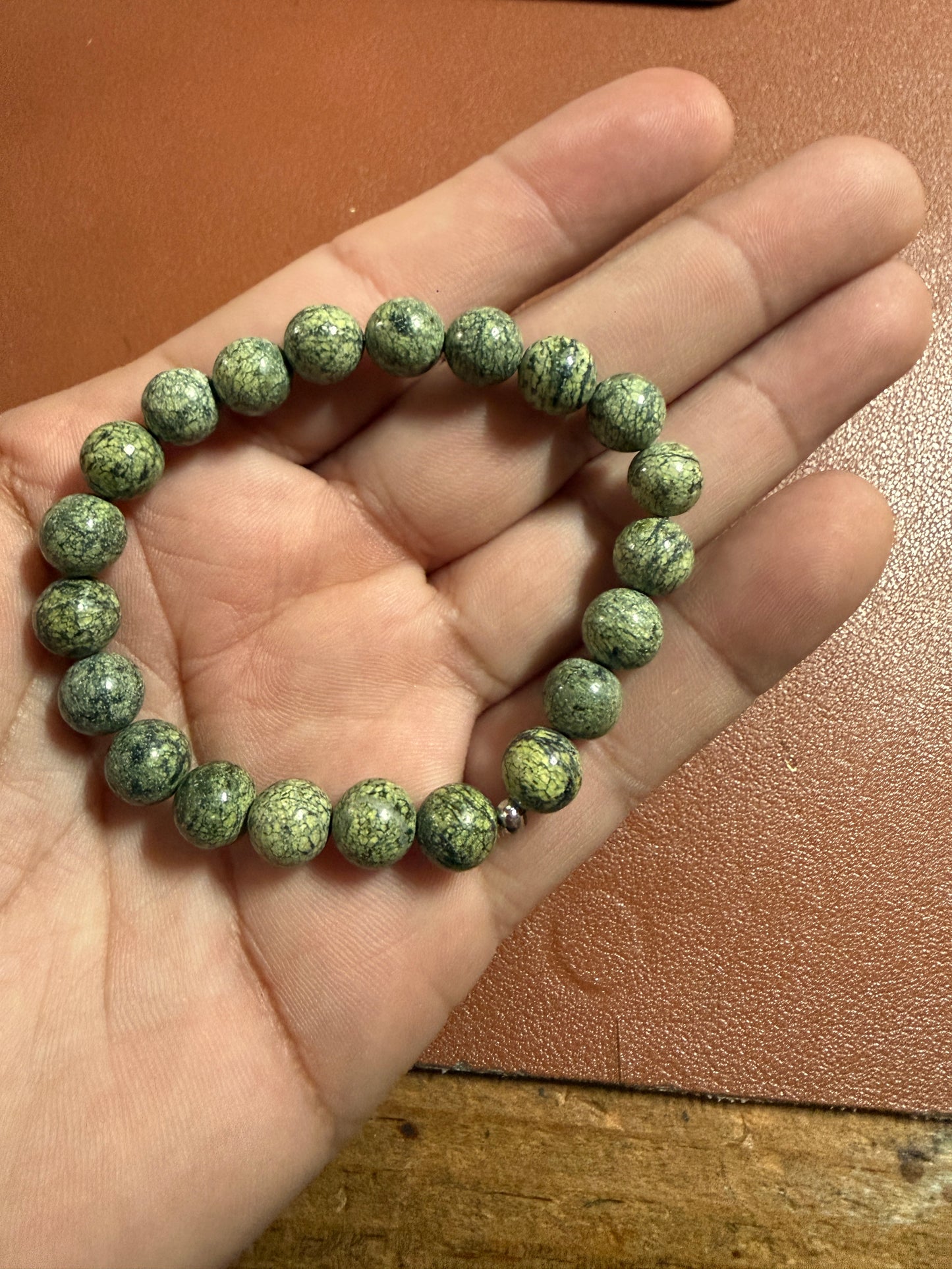 Serpent Stone Beaded Bracelet Women Handmade Natural Stone Mexican Aztec 7" (#20)