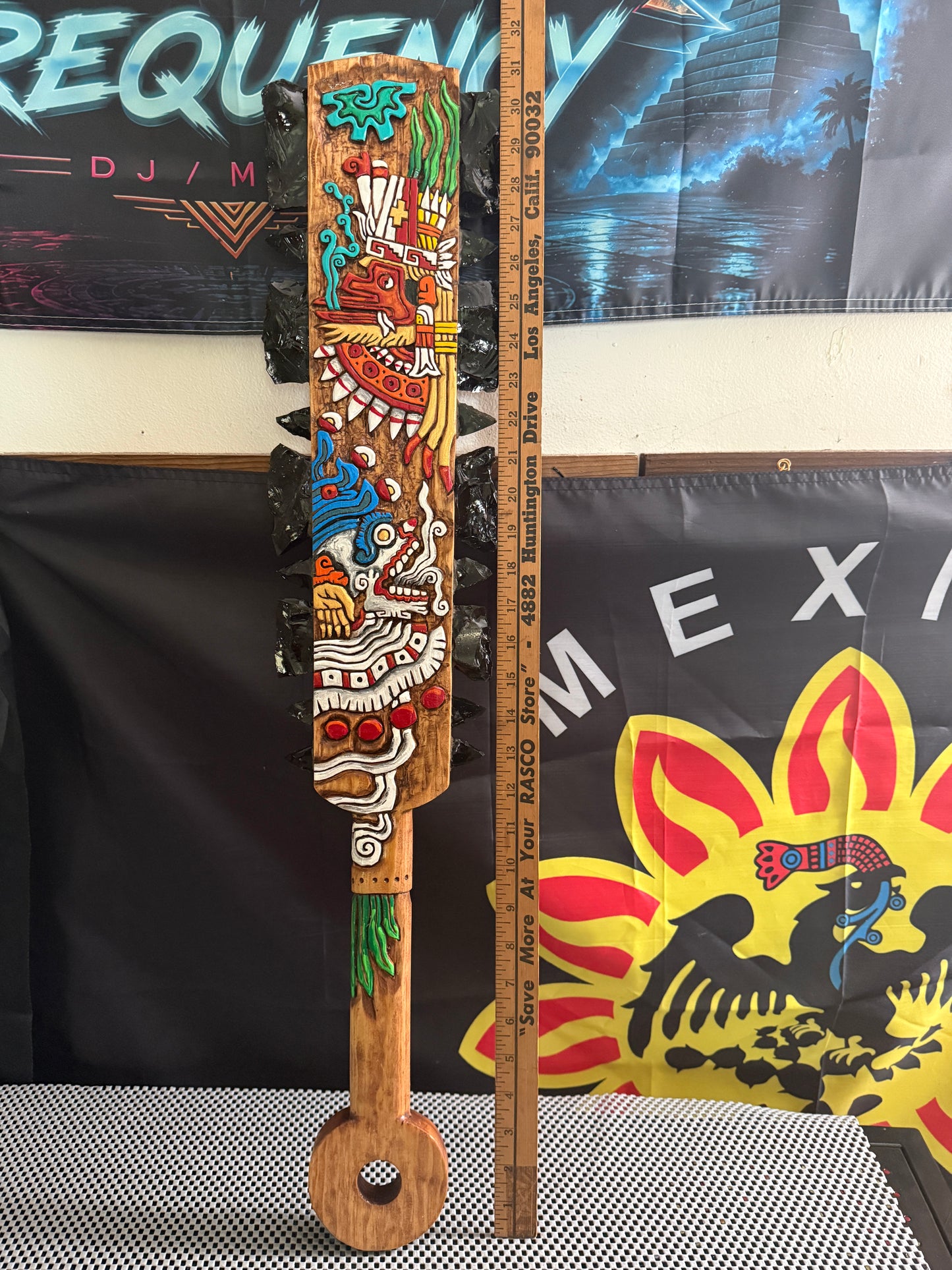Large Aztec Macuahuitl Mictlantecuhtli Quetzalcoatl Mictlantecuhtli Sword War Club 32"