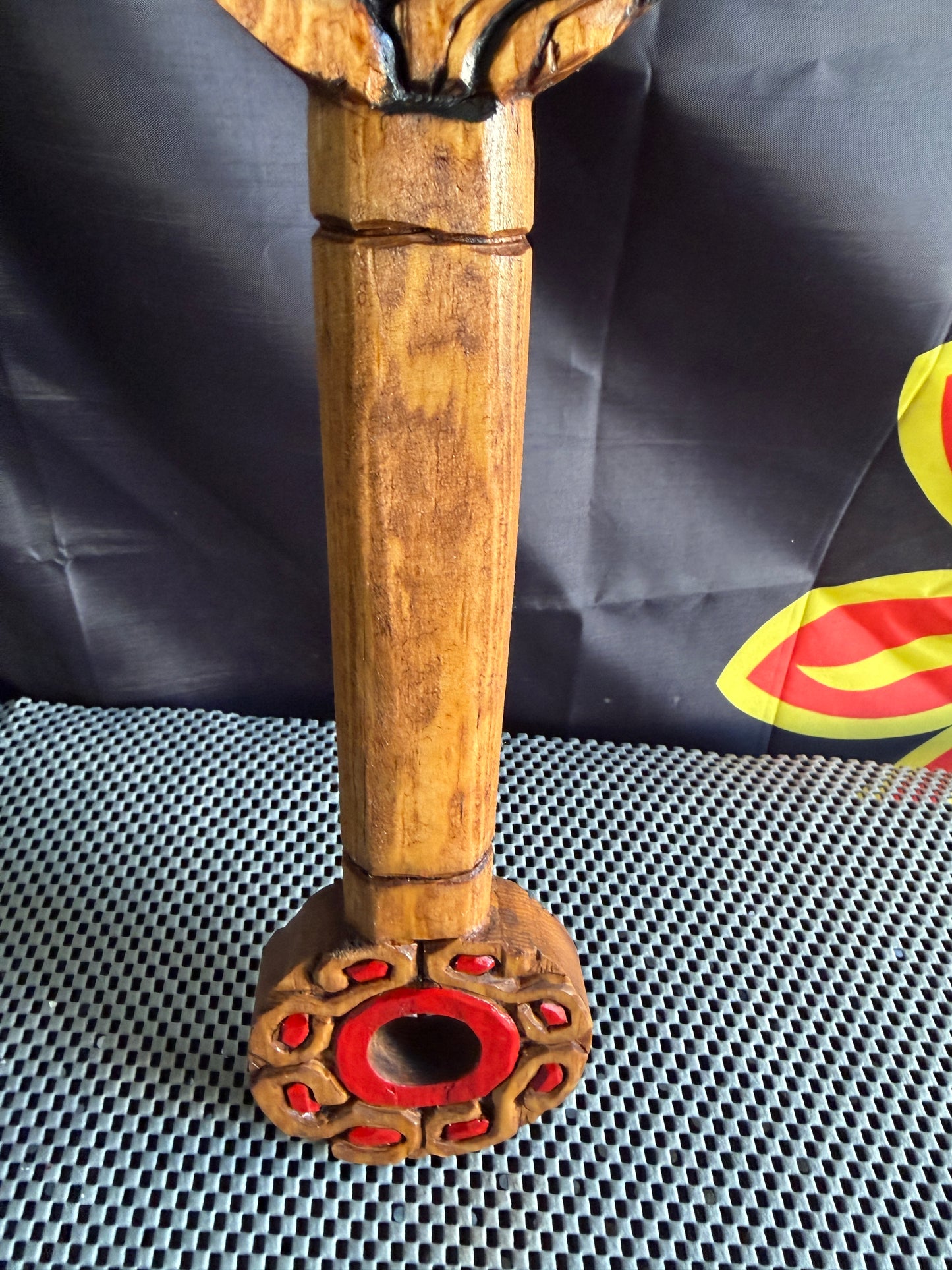 Large Aztec Macuahuitl Huitilipochtli, Quetzalcoatl,Hummingbird, Sword Club 31.5" Mexico