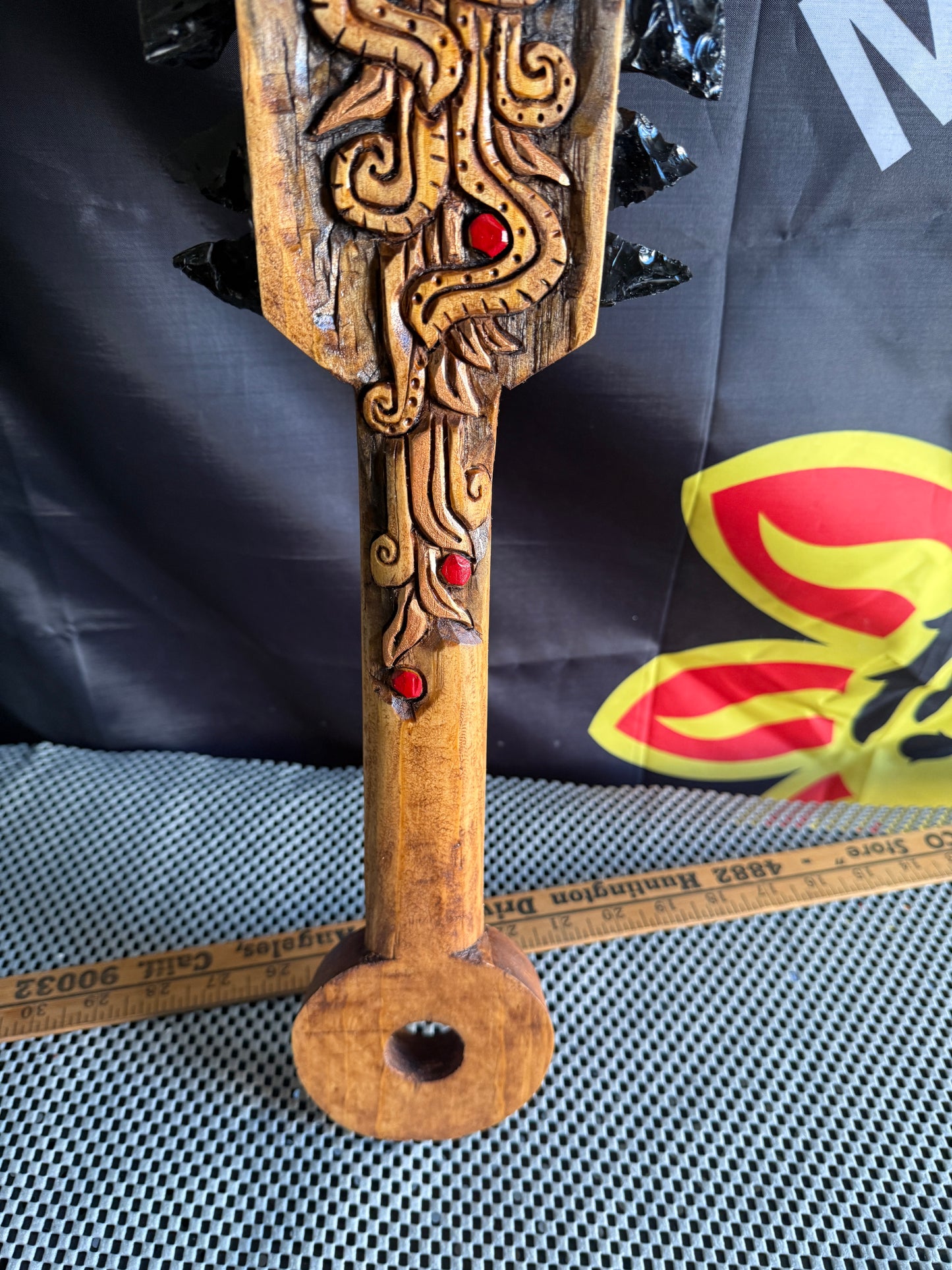 Large Aztec Macuahuitl Tezcatlipoca, Coatlicue, Sword Club 31.5" Mexico Handmade