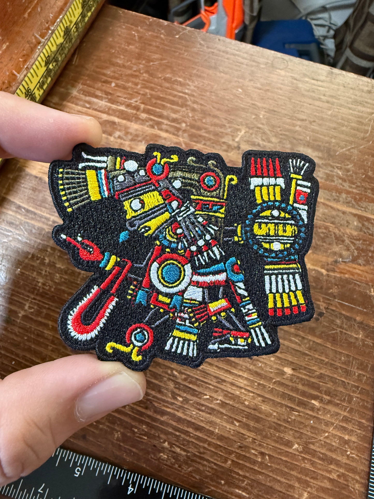 Small Tezcatlipoca Aztec God Patches, 3" Iron-on patches, Mexico, #42