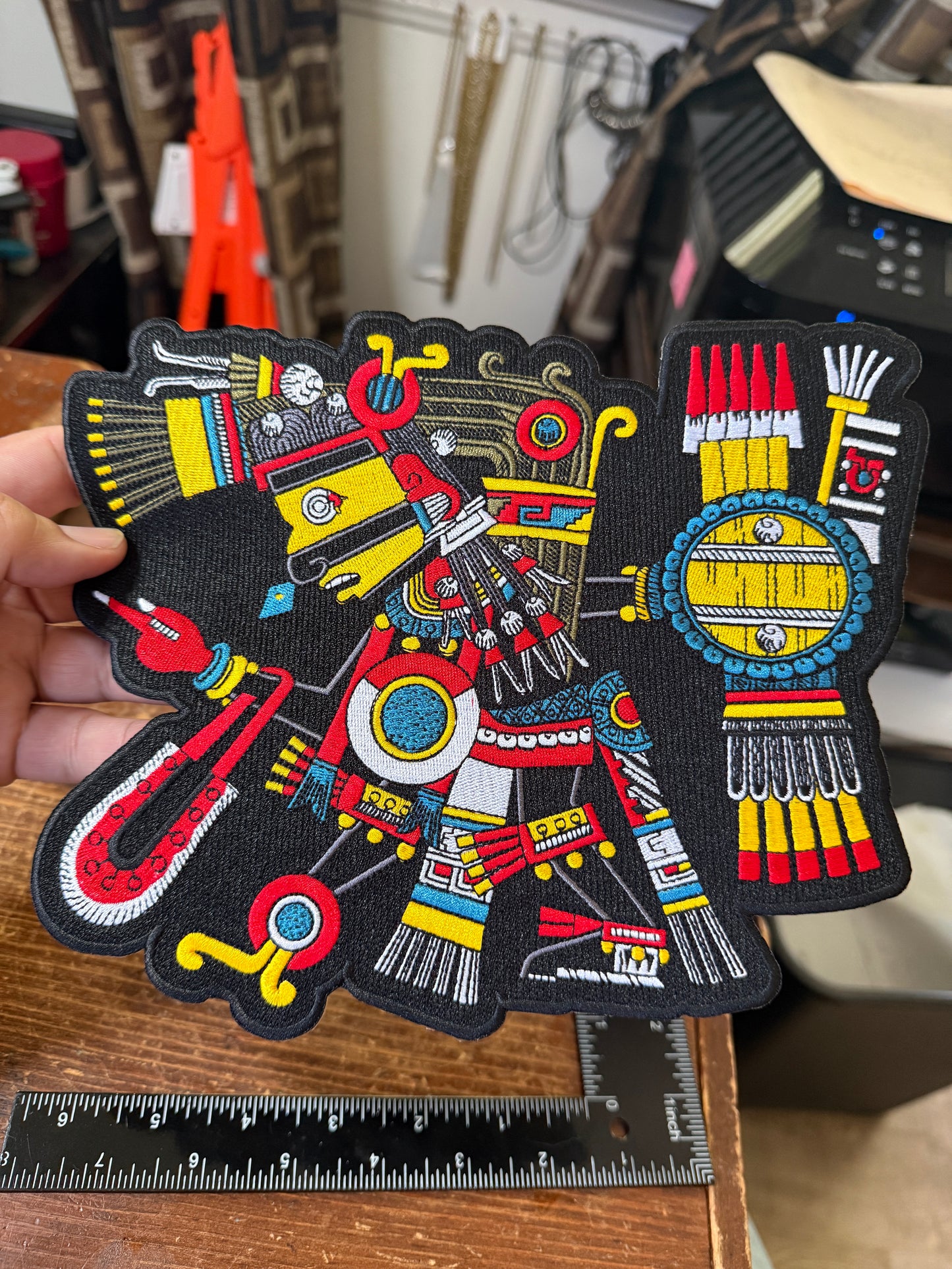 Large Tezcatlipoca Aztec God Patches, 9" Iron-on patches, Mexico, #42