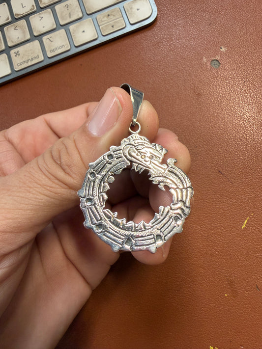 Sterling Silver Aztec Quetzalcoatl Mayan Kukulkan Pendant Mexico 925 (#12)