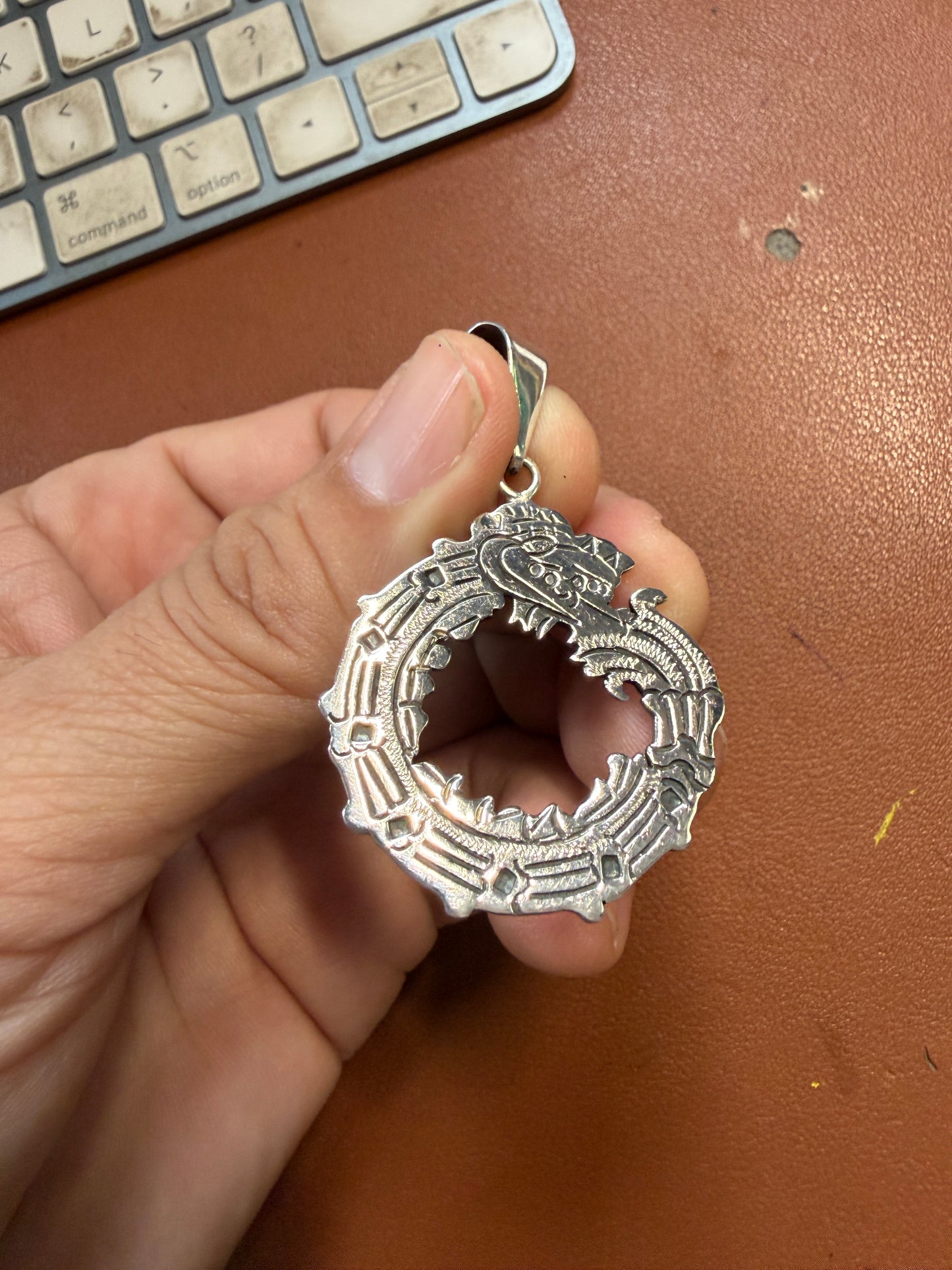Sterling Silver Aztec Quetzalcoatl Mayan Kukulkan Pendant Mexico 925 (#12)